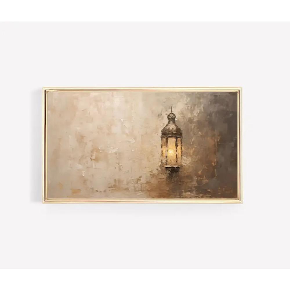 

Islamic Neutral Ramadan Wall Art Painting, Islamic Modern Middle Eastern Canvas Poster for Living Room Decor 20x40cm No Framed