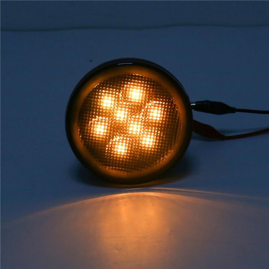 Pair LED Amber Grill Turn Signal Light for Jeep Wrangler JK 07-18 Halo Ring Angel Eye DRL Smoke Lens