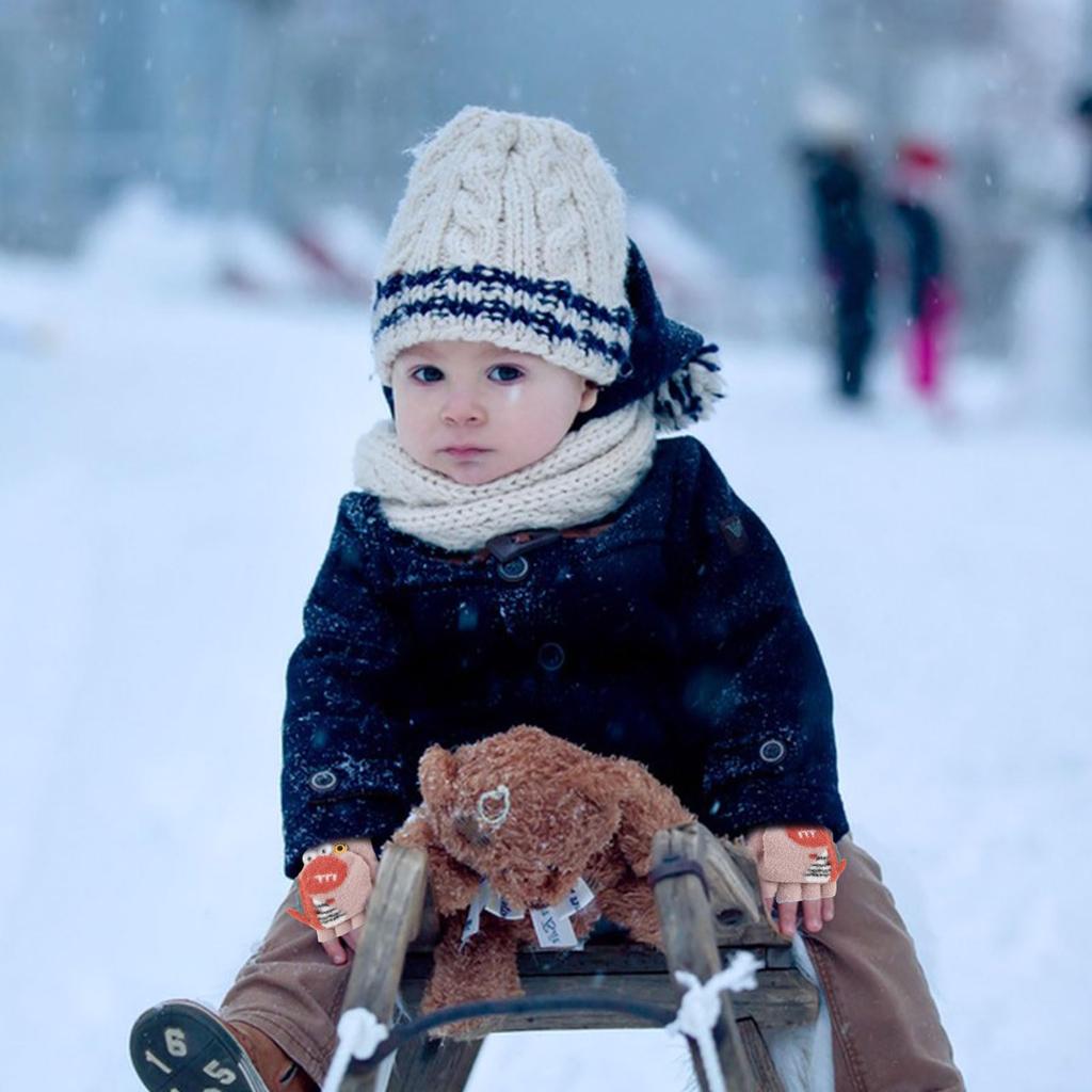 Tidyworm Knit Cute Dinosaur Stylish Perfect for Snow Cold Weather Smartphone Elementary Ages Kids' Mittens, Design, Baby/Child Mittens, Two-Way