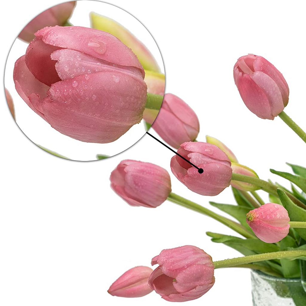 3 Bouquets Man-Made Tulip Flowers Fake Flowers Real Feel Latex Bouquet Home Office Wedding Party Desktop Decoration Garden