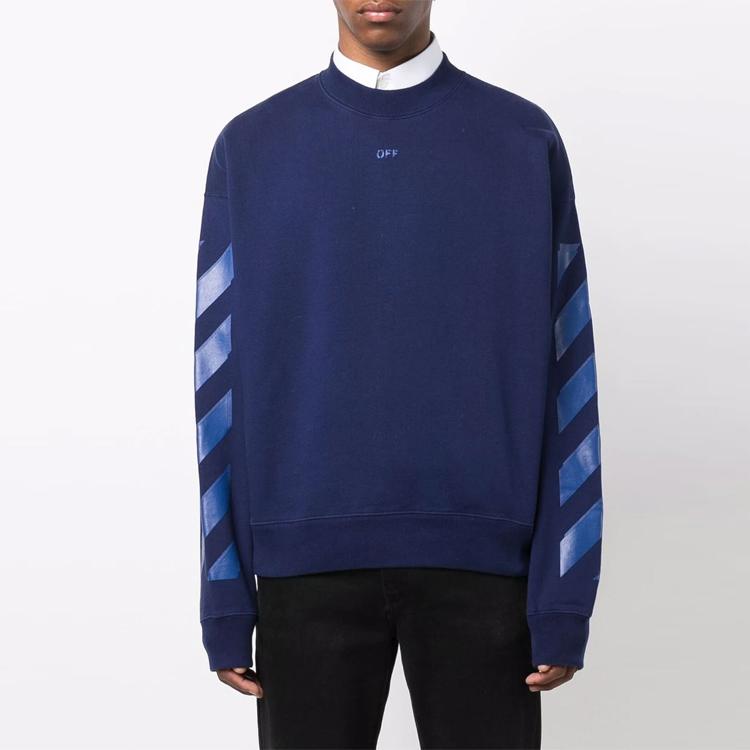OFF WHITE Dinosaur Series Sweatshirts Men's Blue Crew Neck Moderate Regular OMBA054F21FLE0074545