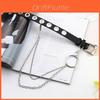 Punk Chain Leather Belt With Alloy Buckle For Casual Wear Unisex Fashion