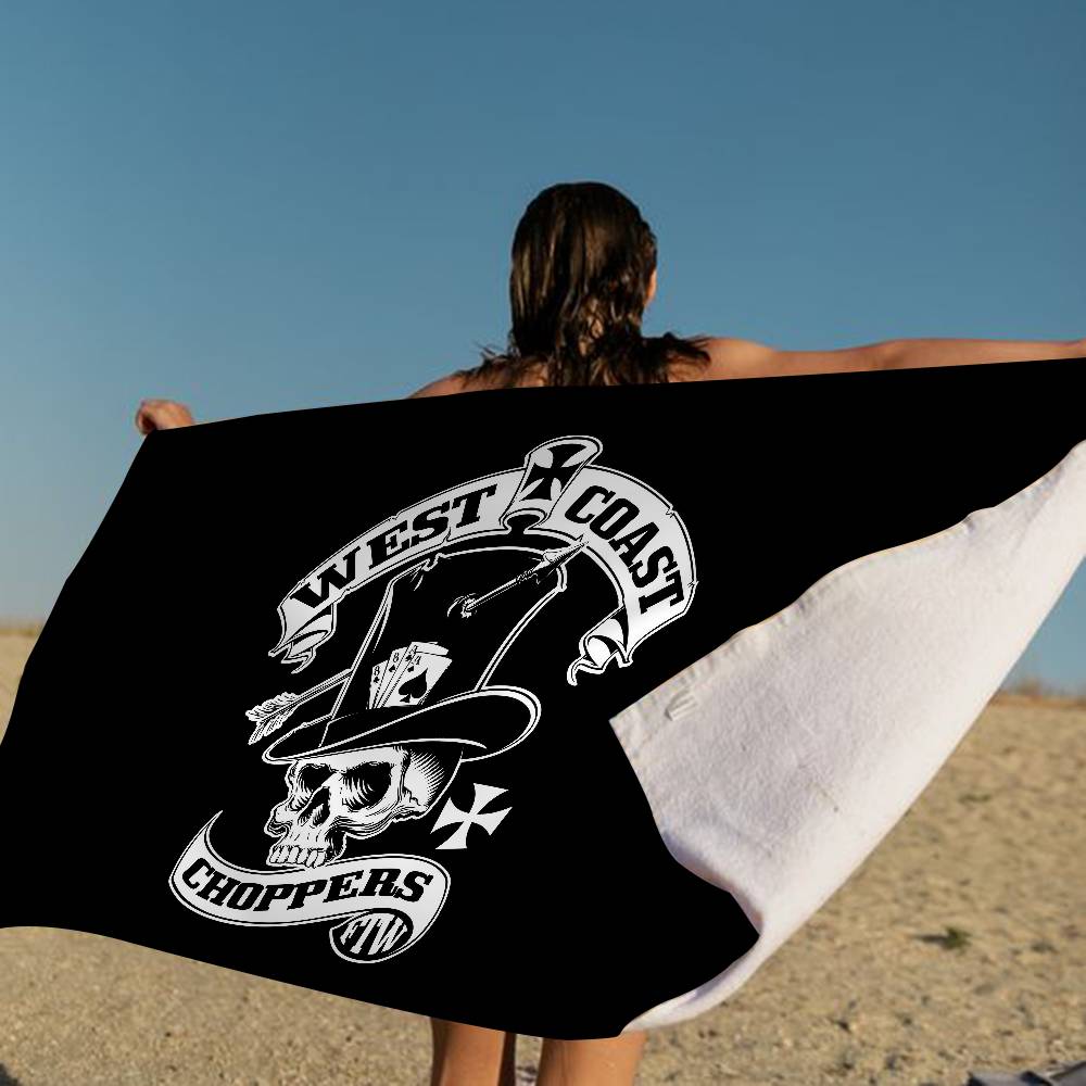 Logo W-West Coast C-Choppers Bath Towel Microfiber Soft Water Absorbing Breathable For Girl Kids Decorative Cartoon Beach Towel