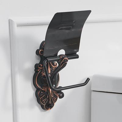 Paper Holders Toilet Wall Mounted Brass Roll Tissue Holder For Paper Towel Bathroom Accessories Black WC Paper Shelf WF-88808