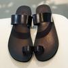 Summer 2025 Men's Slippers Personalized Versatile Black Korean Version Trendy Beach Roman Sandals Men's Outdoor Toe Sandals