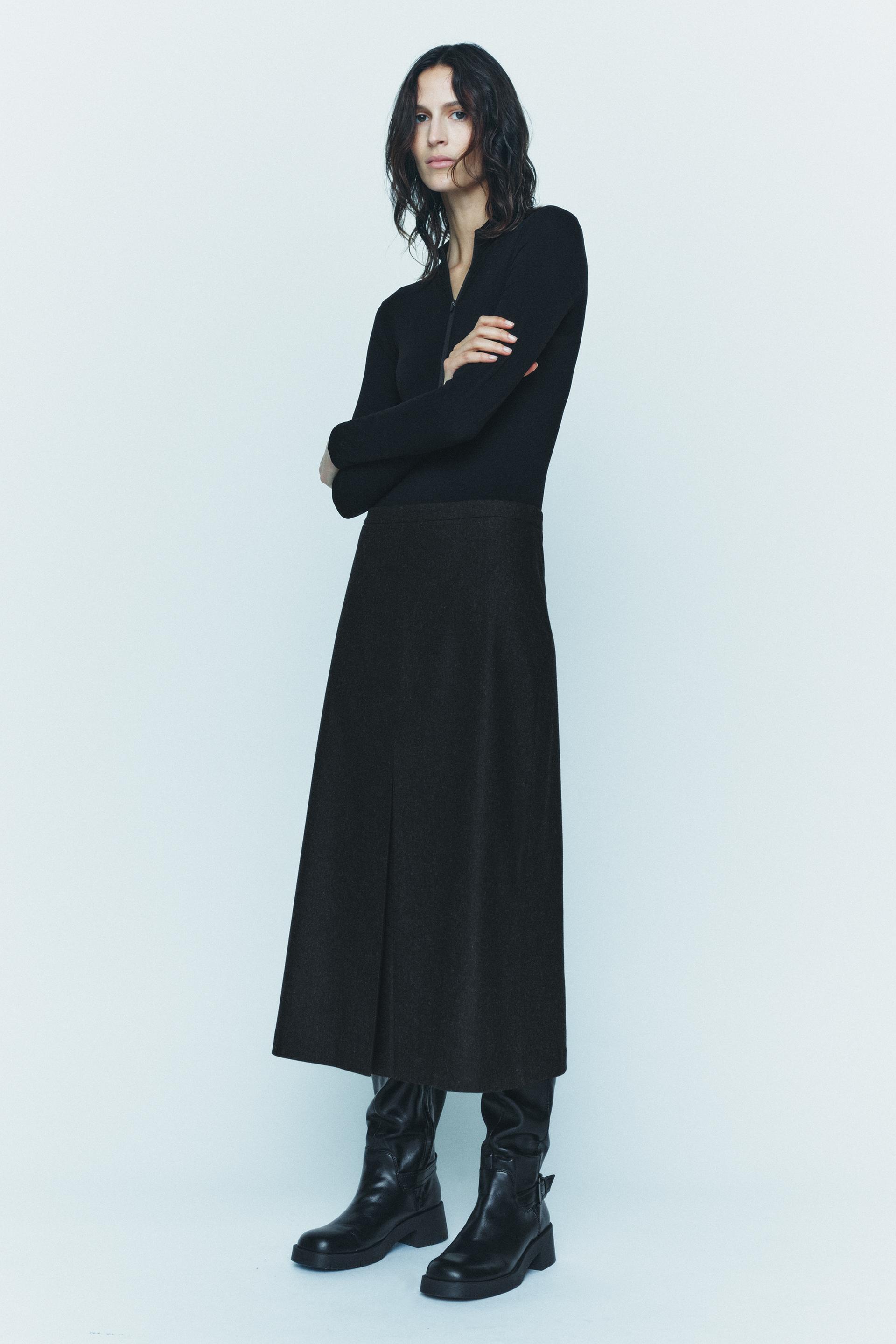 

ЮБКА ИЗ ПОЛУШЕРСТИ С РАЗРЕЗОМ ZW COLLECTION