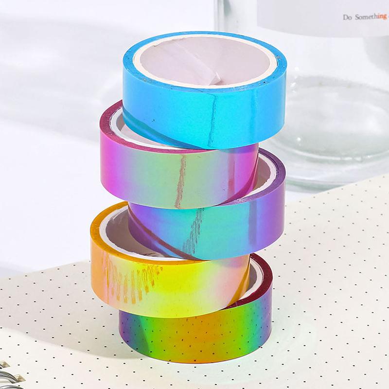 500Cm Holographic Rg Prismatic Glitter Tape Hoops Stick Rhythmic Gymnastics Ring Decoration Fitness Equipment Diy Scrapbooking