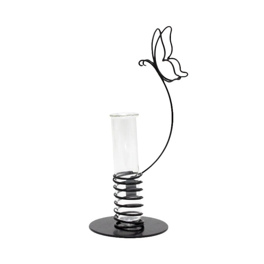 

DIY Test Tube Vase Metal Plant Holder Table Flowers Vase Retro Desktop Flower Arrangement Butterfly