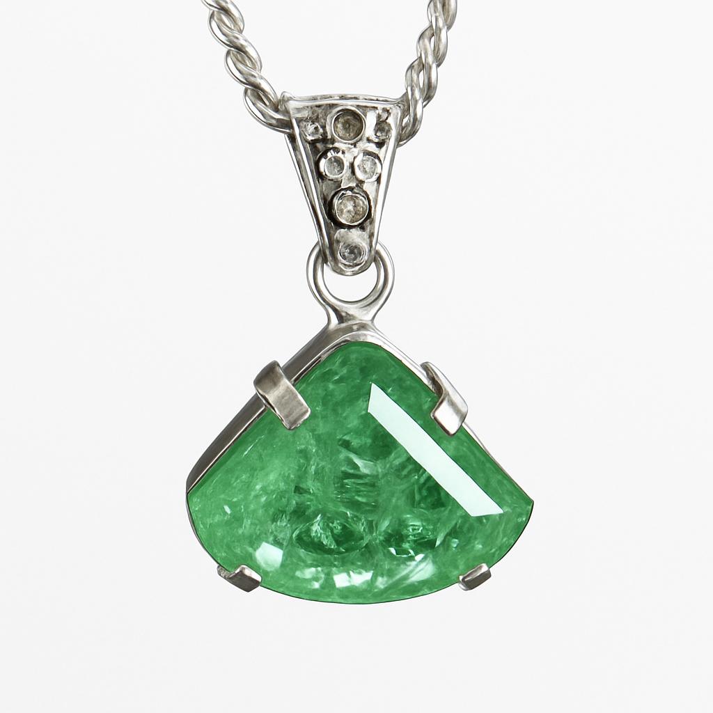 Natural Green Emerald 33.5 Ct CERTIFIED 925 Sterling Silver Fancy Cut Pendant AI-114-NS