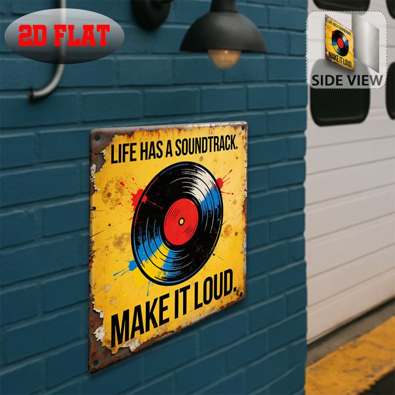 Black Vinyl Record Quote Metal Wall Art Iron D Flat x Inch Music Room Living Room Bar Hanging Mural Retro Decor Gift