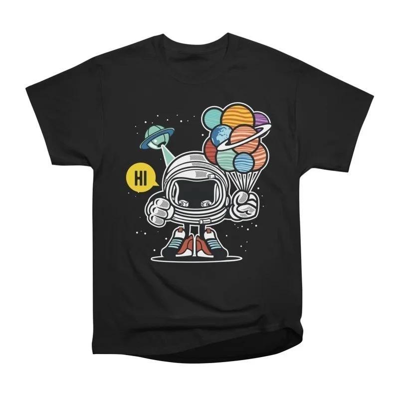 Cute Astronaut Planet Balloons Cartoon Space T Shirt S