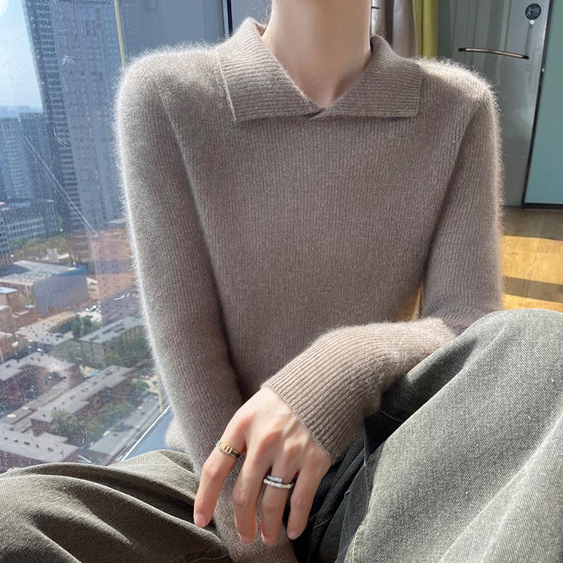 2024 Women's Solid Color Wool Knit Sweater - Autumn/Winter, Round Neck, Soft, Simple, Stylish Lapel Knitwear