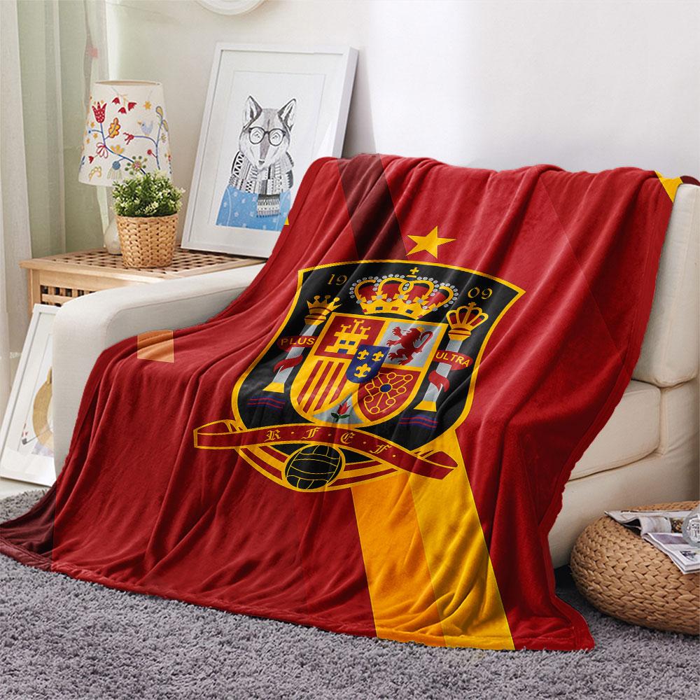 1PC Spain National Football Team Patterned Flannel Blanket Suitable For All Seasons for Home Decor Warmth and Comfort Gifts Holiday Present