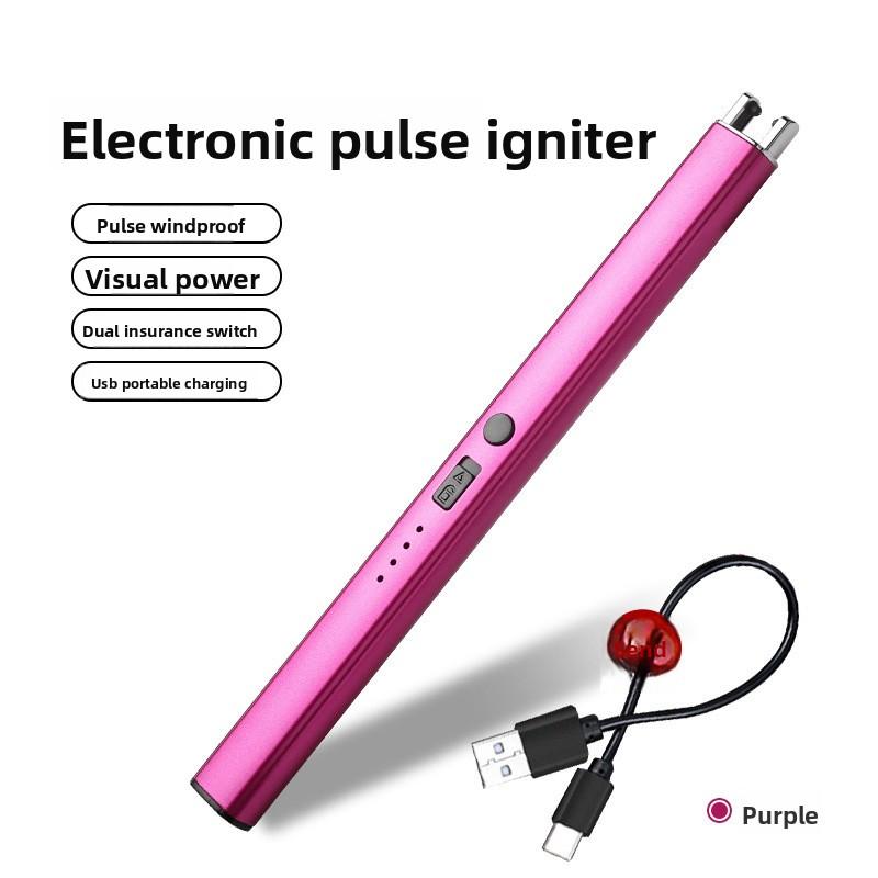 

Перезаряжаемая USB зажигалка Креативная кухонная горелка для свечей, Ветрозащитная зажигалка Уникальный кухонный гаджет фиолетовый