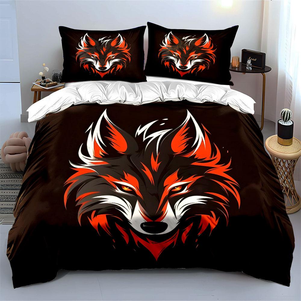 Fiery ferocity, blazing wolf. Bedding sets Duvet covers Pillowcases(1* Duvet Cover 2* Pillowcases without duvet insert)