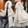 Winter Warm Coat Women Big Fur Collar Hooded Down Cotton Long Jacket Female Parka Outwear  for Womens