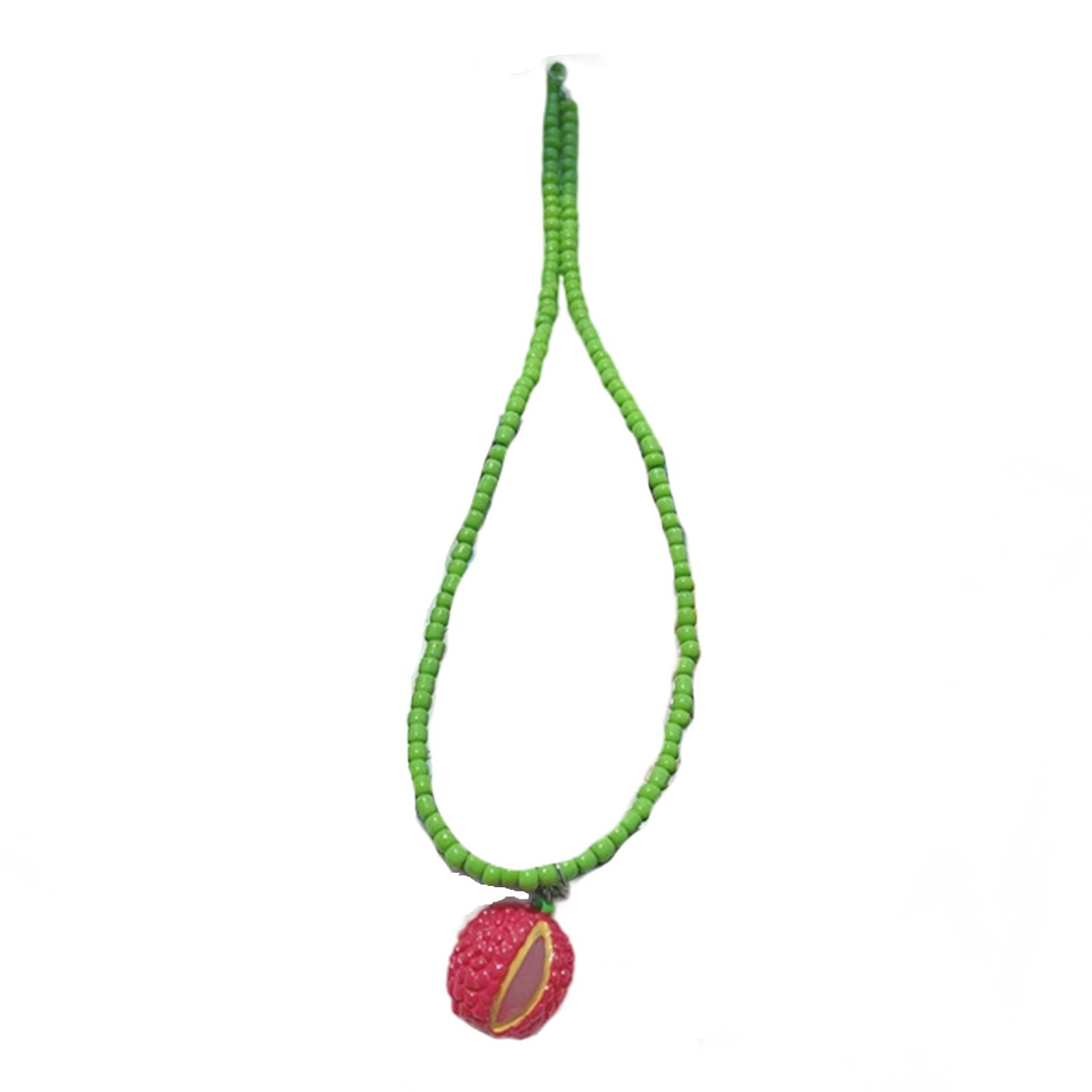 

Multilayer Glass Bead Necklace Featuring Summer Fruits Design Trendy Jewelry For Girls