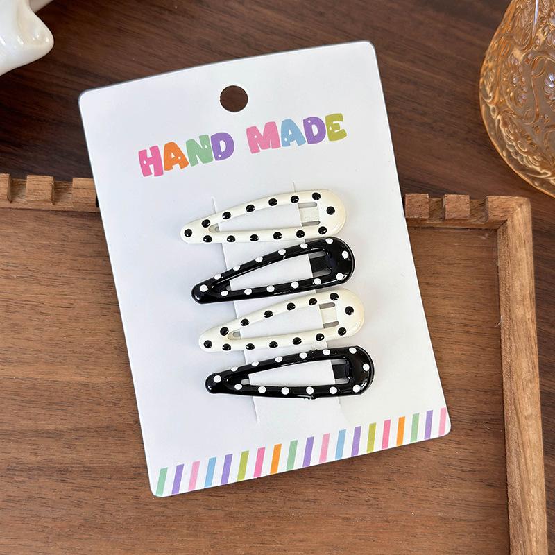 New Black White Dots Star Bow Heart Barrettes Set BB Clips Y2k for Girls Cute Sweet Hairpins Child Fashion Hair Accessories Gift