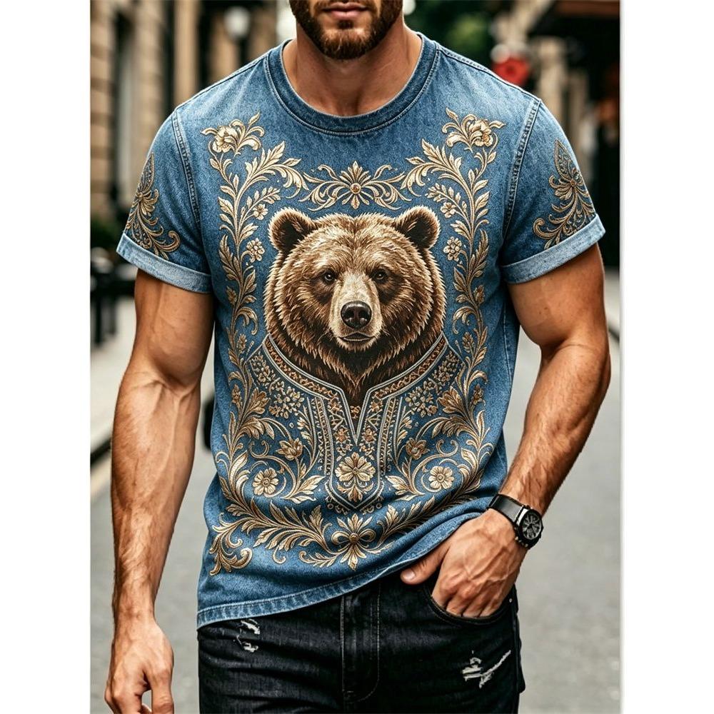 Summer Russian Ethnic Style 3D Print T-Shirts Men