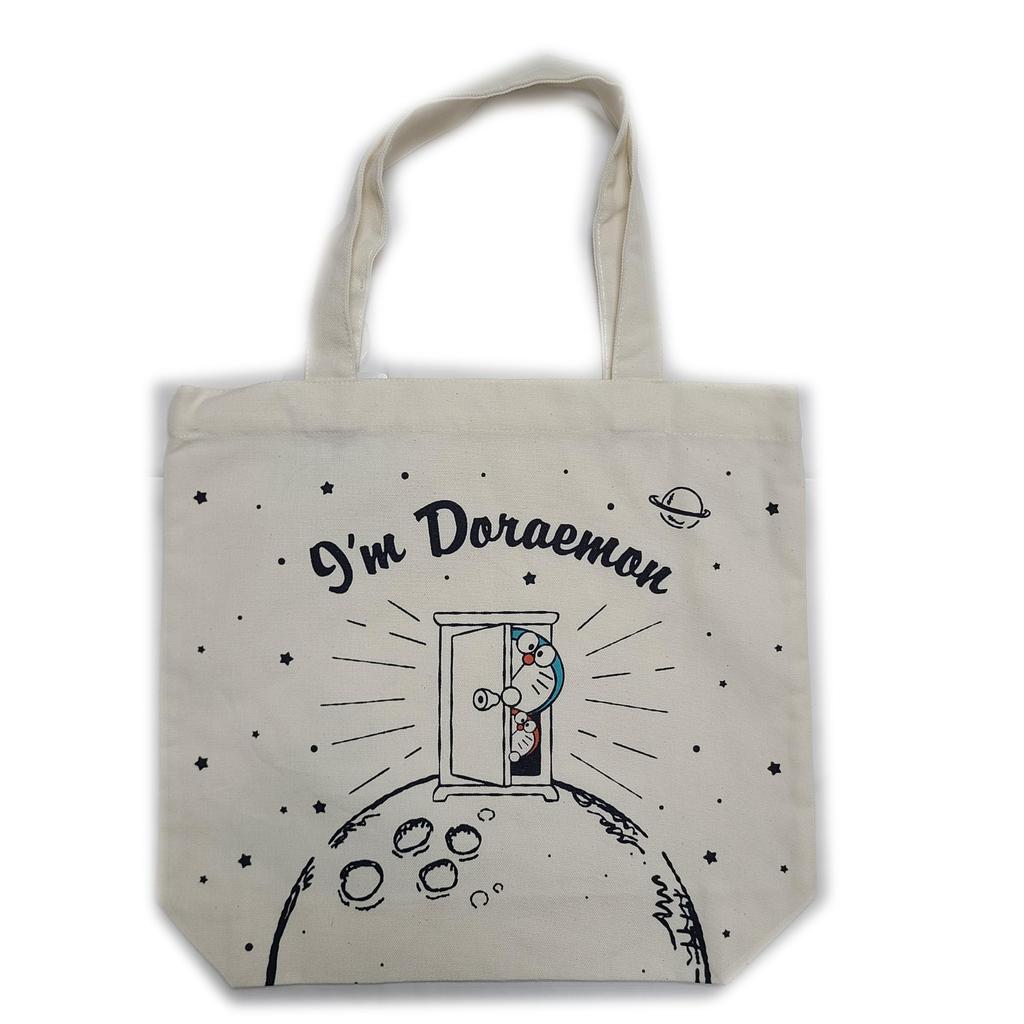 Sanrio Tote Bag Cotton Canvas Gusseted Large Capacity Pattern Different Cute Character Doraemon Back/Front