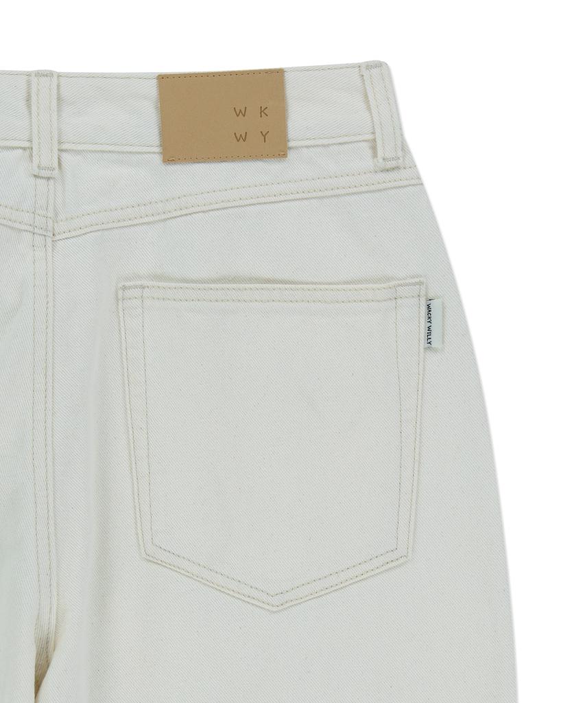 WACKY WILLY Women'S Pigment Color Washed Denim Pants Cream