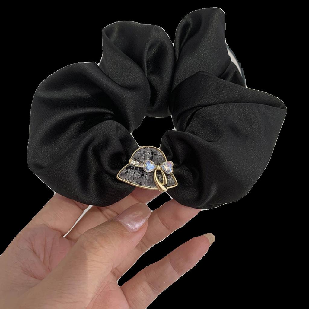 High-end Small Fragrant Style Satin Large Intestine Hair Band, Korean Headdress, High Elastic Hair Tie, Back Head Disc Hair Headband