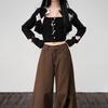 Melard Brown Wide-Leg Jeans: Women's 2026 Spring Loose Drape Casual Pants