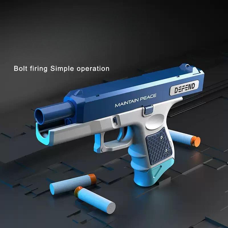 Kids Soft Dart Launcher Realistic Toy Pistol Manual Foam Darts Gun Children Interactive Indoor Shooting Toy with 8 Soft Bullets