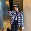 2023 Autumn And Winter Fashion New Coat Knitted Round Neck Top Women All-match Houndstooth Sweater Single-breasted Cardigan