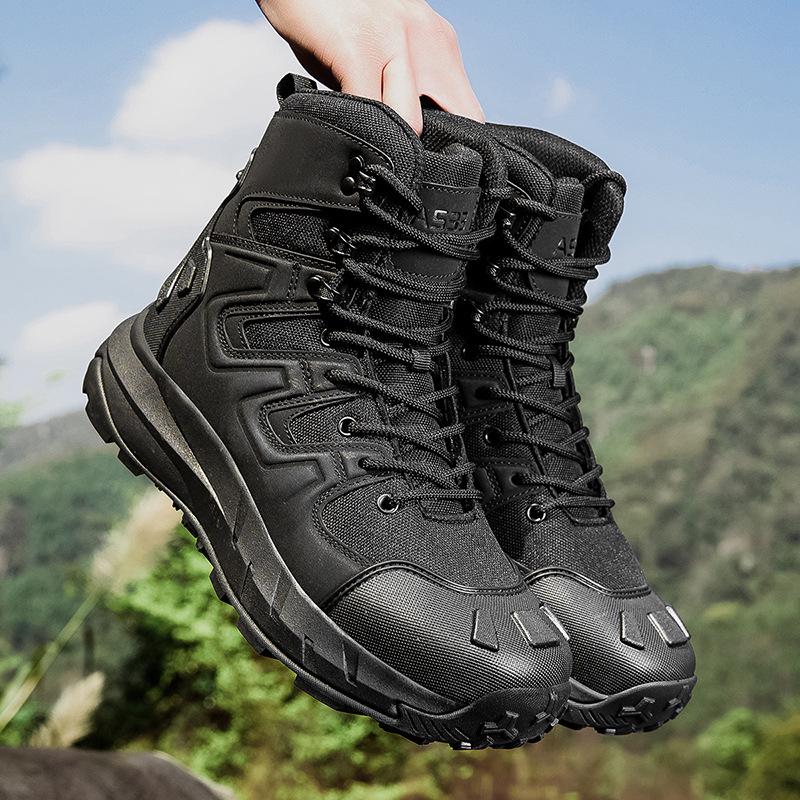 Men s 2025 Lightweight Mid-Top Tactical Desert Boots for Outdoor Hiking, Mountaineering, Hunting, and Rescue 40 чёрный