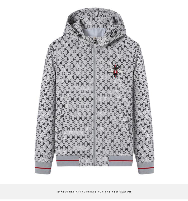 2023 Men's Hooded Embroidered Jacket: Little Bee Design, Casual Fashion for Spring & Autumn