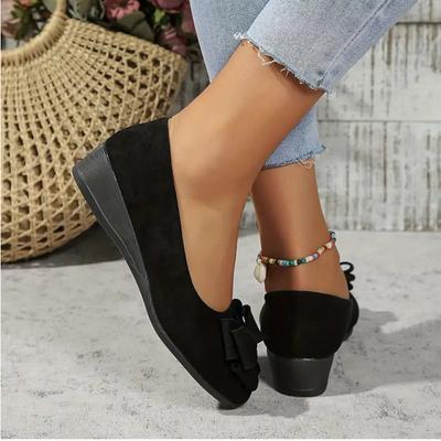 Damen Freizeit Schuhe Mode Einfarbige Wildleder Schleife Einzelne Schuhe Leichte Flache Slip-ons Größe 5 Damenschuhe Freizeit Zapatillas De Mujer