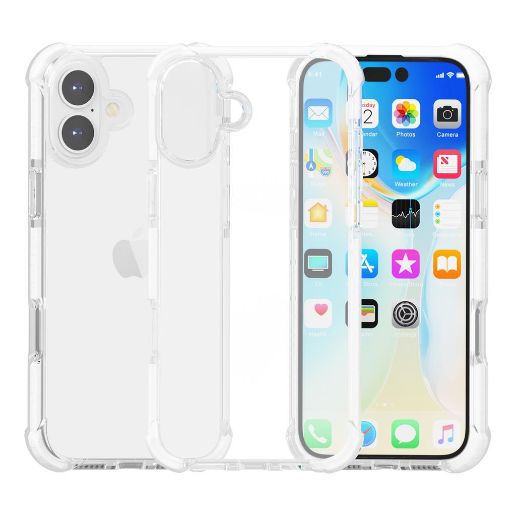 Clear Mobile Phone Case for iPhone 16 TPU+TPE+PC Phone Cover