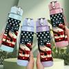 1PC United States Of America Flag Print 750ml Color Plastic Sports Water Bottle Leakproof Flip Straw Lid Suitable for Sports Office Home Use