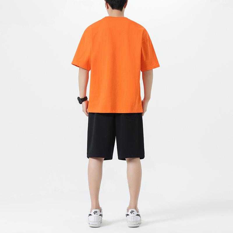 Men's Trendy Cotton Summer Two-Piece Set: Round Neck T-shirt & Casual Shorts