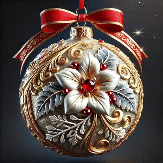 Elegant 2D Fairy Tale Planet Christmas Ornament with Snow Globe and Reindeer Motif