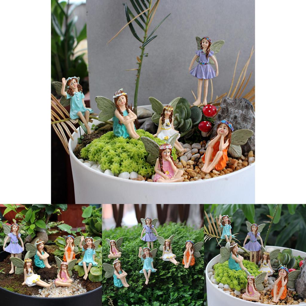 Ensemble de Figurines de Fées en Résine pour Jardin Avec Sculpture et Polissage Pour Décoration Intérieure Cadeau