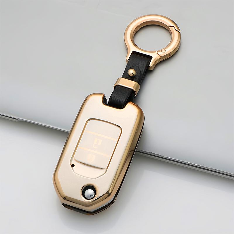 Flowing Sand Champagne Gold Car Key Cover for 2-3 Button Honda Vezel, XRV, CR-V, Spirior, Accord.
