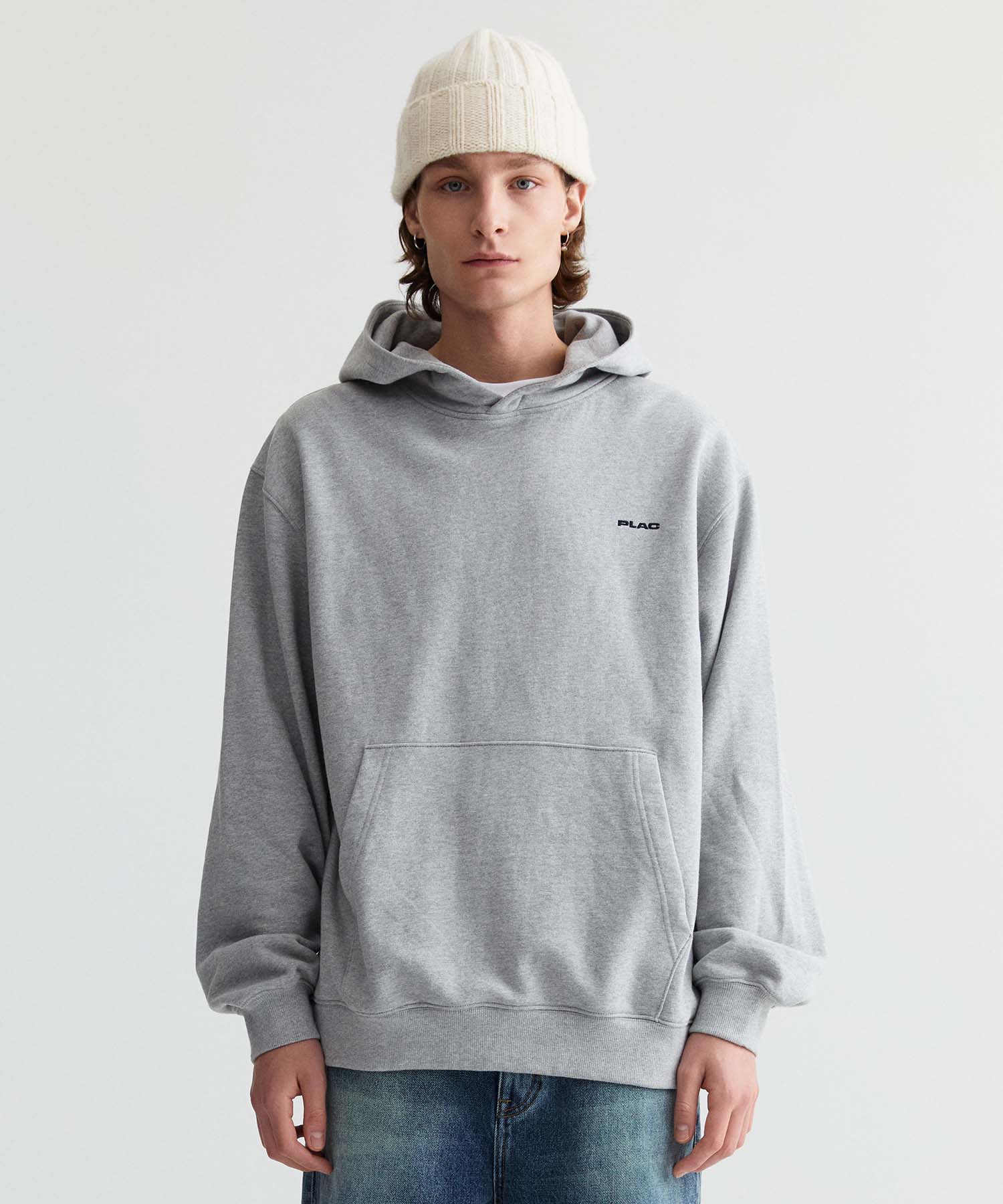 Plack Logo Graphic Hoodie Melange Grey Melange Gray/L
