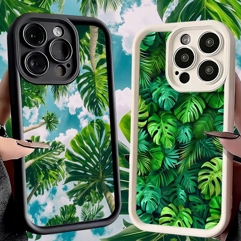 Phone Case for iPhone 17 Air 16E 15 16 Pro Max Summer Plants Green Leaf Cover 14 Plus 13 12 Mini Soft Shell Silicone Fundas