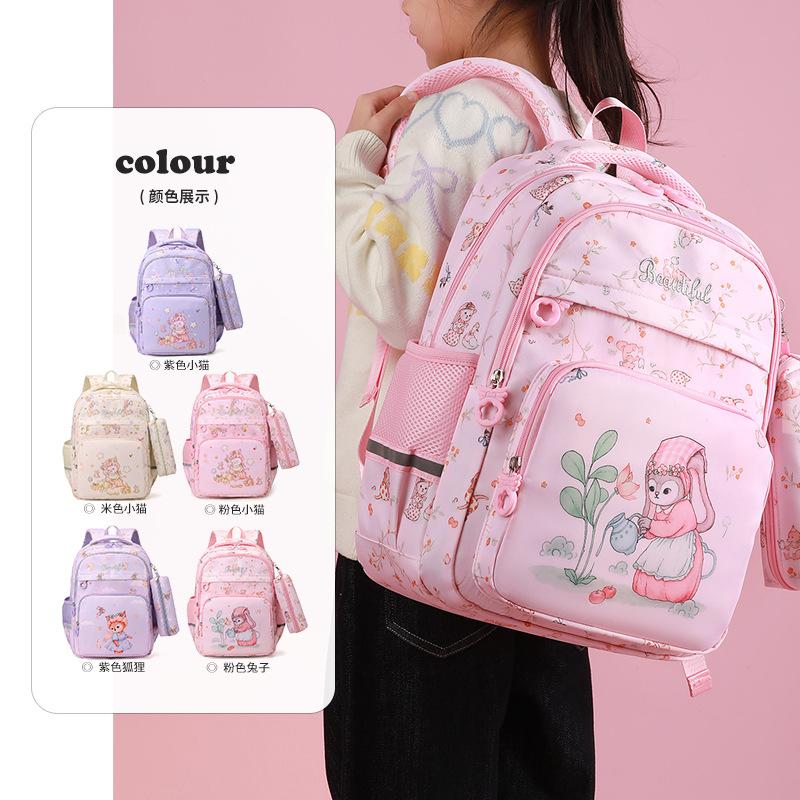 Schoolbag Elementary School Bag New Cartoon Cute School Backpack Lightweight Large Capacity Girl Backpack