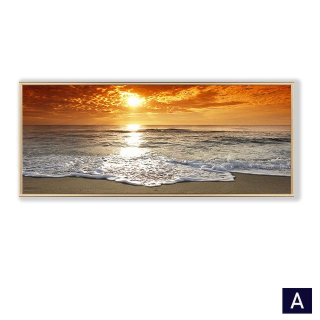 

Закаты, натуральный морской пляж, скандинавский стиль, пейзажные постеры и принты, холст, живопись, Настенная картина для гостиной 60cm×170cm NoFrame