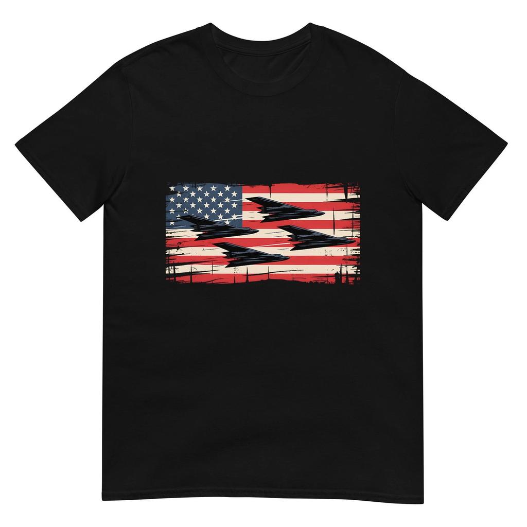 Patriotisches USA B2 Stealth Bomber Amerikanische Flagge 4. Juli T-Shirt
