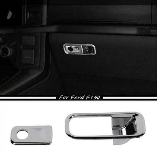 For - Ford F150 F-150 ABS Chrome Co-pilot Storage Box Handle Cover Trim