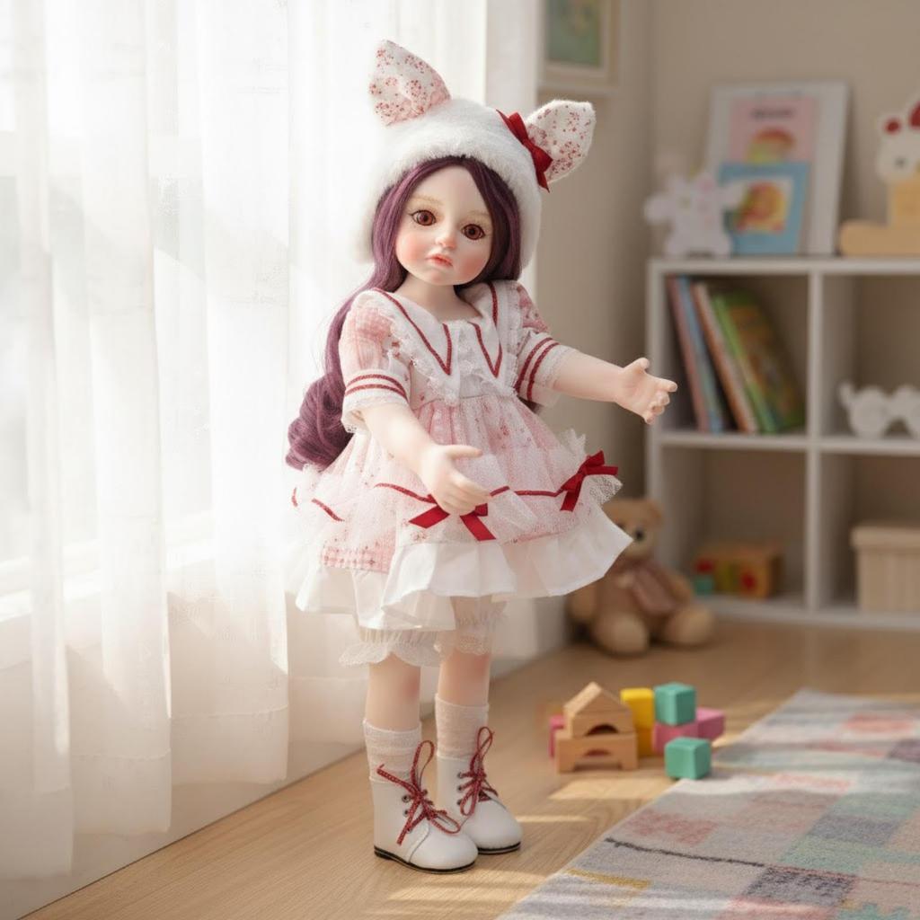 Cloveray Adorable Vinyl Doll with Beautiful Wig Display Collectible Gift for Girls and Doll Lovers 18-inch Hat/Hairband, Hand-Painted & Stand, (Name