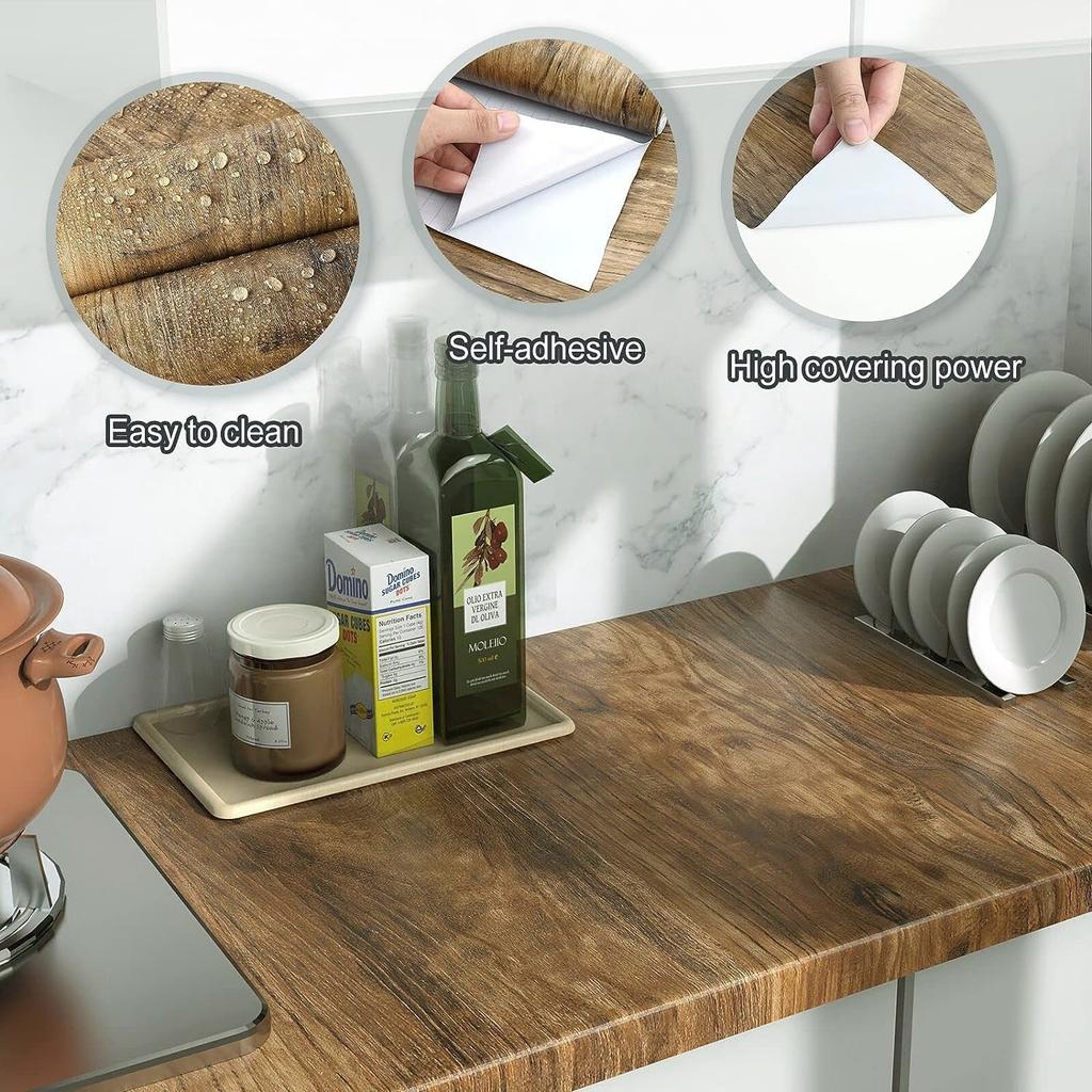 Vinyl Self-adhesive Waterproof Wood Wallpapers Wall Stickers for Wall in Rolls Furniture Renovation Film Bedroom Home Decor PVC