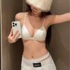 Women Black Ultra Thin Strap Deep V Bra Lifting Gathered Slim Fit Everyday Minimalist Comfort Lingerie