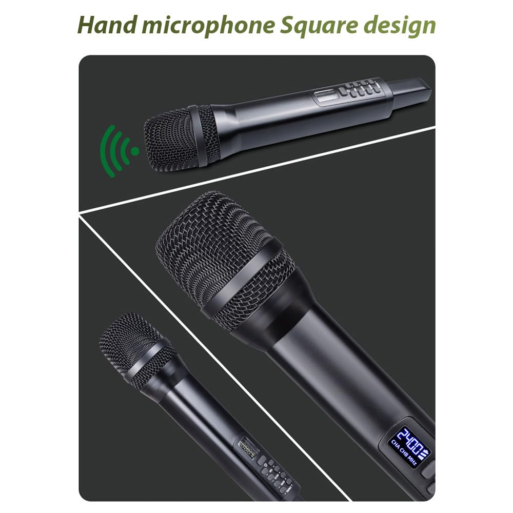 Xtahdge Handheld Microphone System, Plug and Play, Rechargeable, Professional Dynamic Microphone for Home Cinema, Karaoke, Church Speeches, and