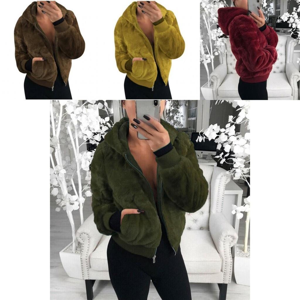 Luxurious Women's Teddy Bear Coat Jacket Winter Warm Hooded Fur Fluffy Outwear Overcoat