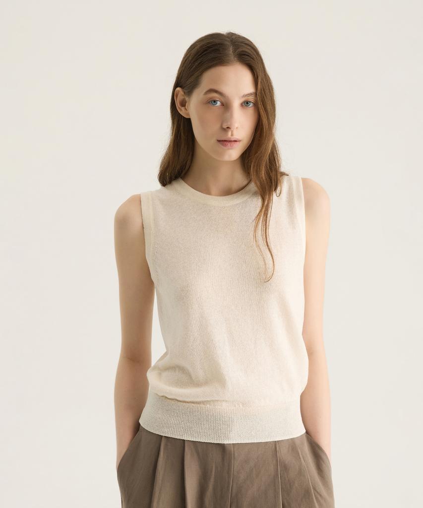 Oteumilkape Linen Sleeveless Knit - Ivory